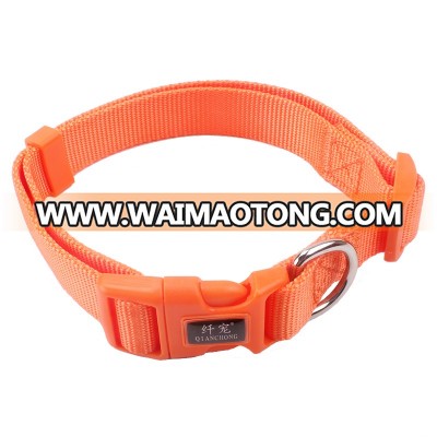 Premium wholesale adjustable solid orange nylon dog collar