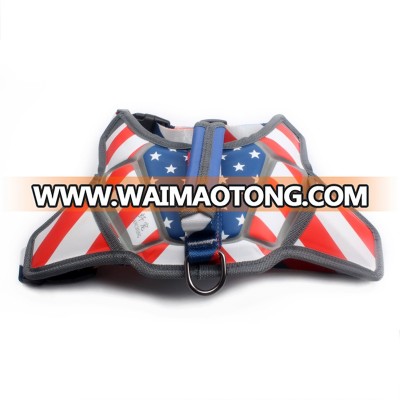 Amazon hot sale comfort dog harness with USA Flag wholesale for pet