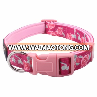 Newest beautiful padded dog collar with flower pattern