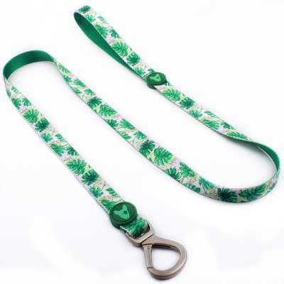 Custom glossy sublimation printing logo stylish paracord dog leash with handle clip