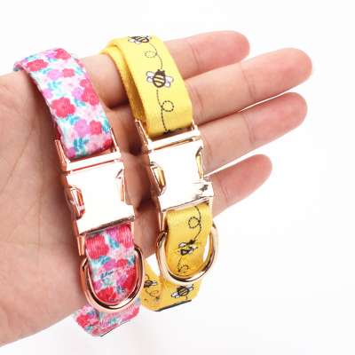 Private label pet products rose gold buckle dog collar hardware custom